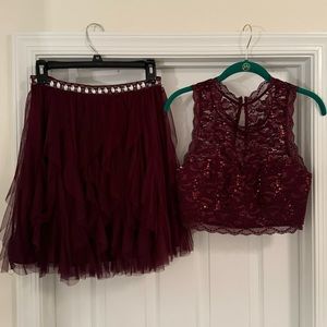 Homecoming Dress Maroon 2 Piece